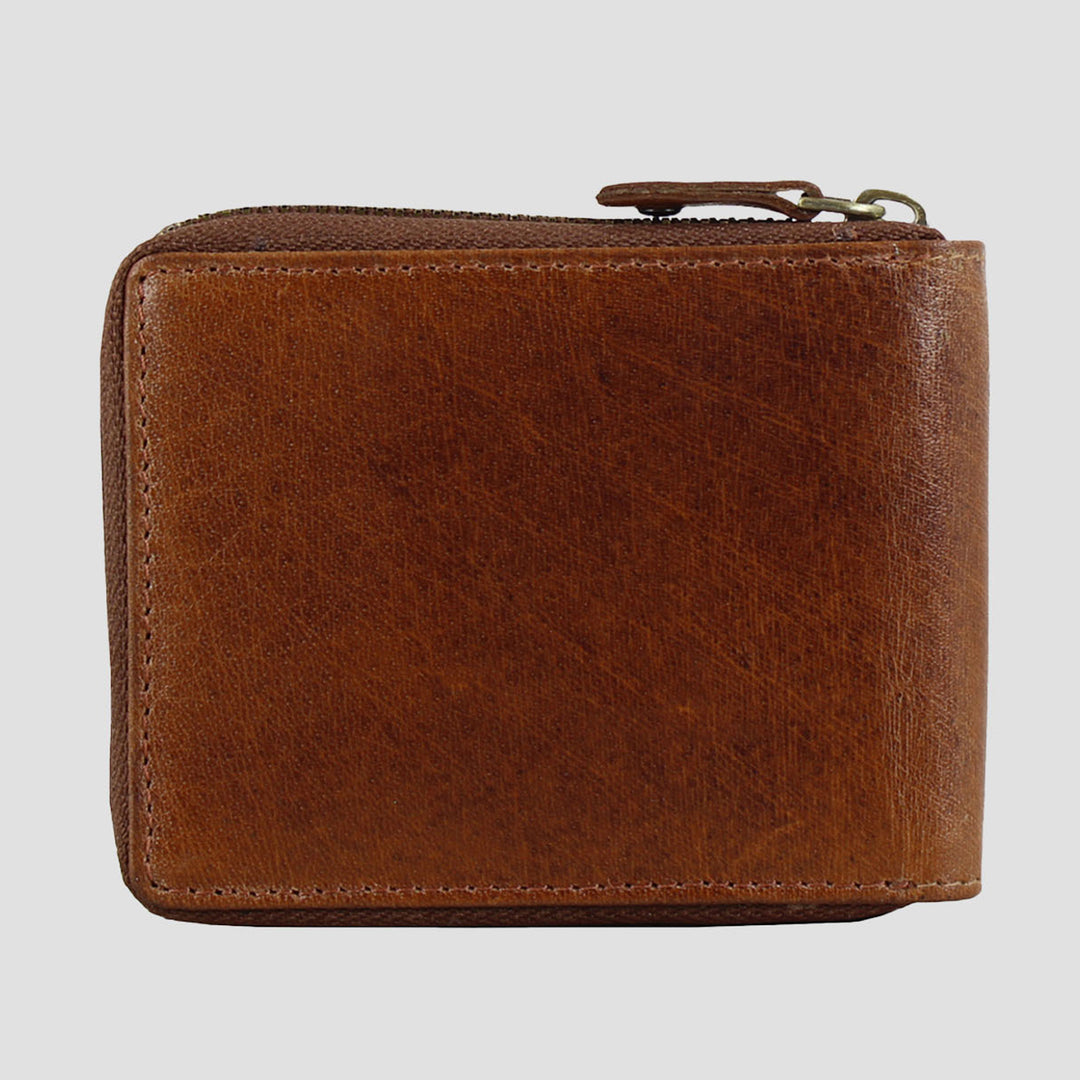 Barrington Leather Round Zip Wallet Tan