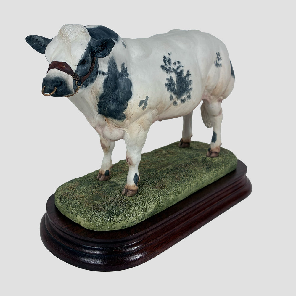 Belgian Blue Bull Style One Border Fine Arts Cattle Model by Ray Ayres with Original Certificate