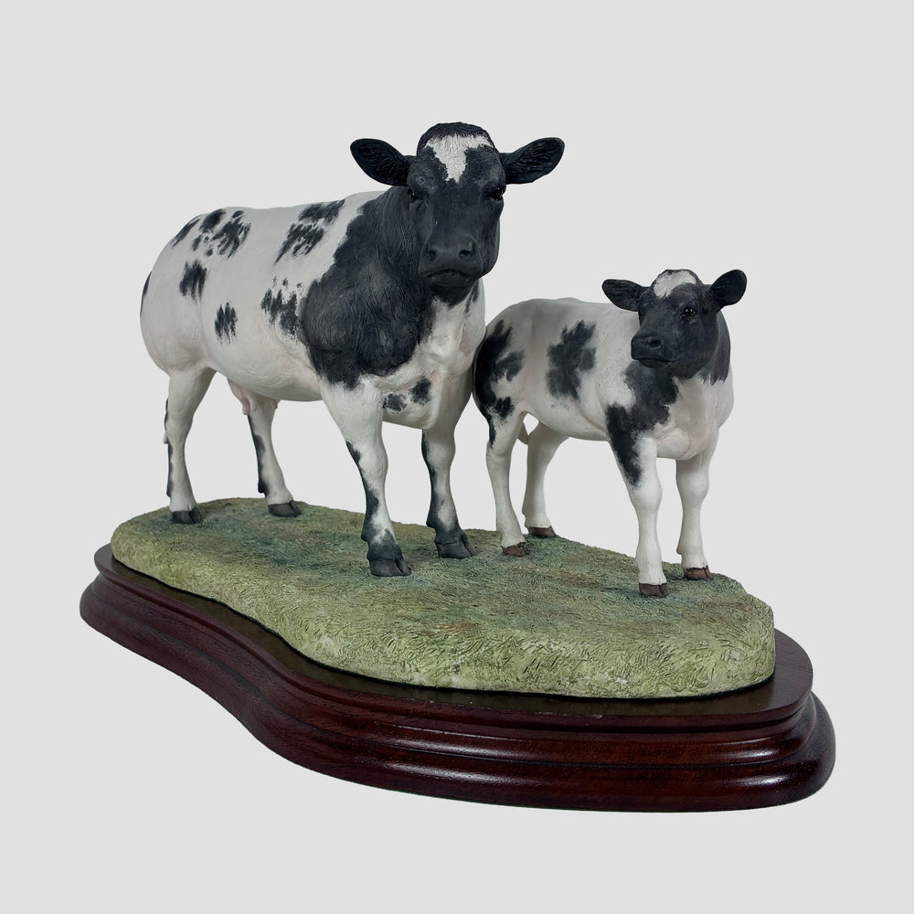 Belgian Blue Cow and Calf Border Fine Arts Cow Model by Ray Ayres
