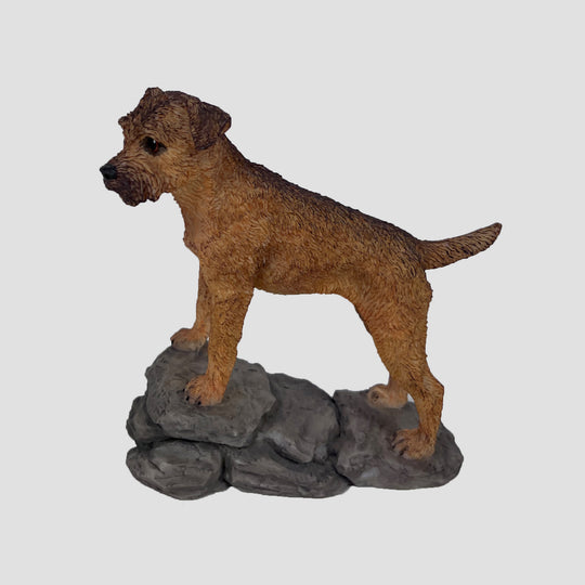 Border Terrier Standing on Rock Border Fine Arts Dog Model
