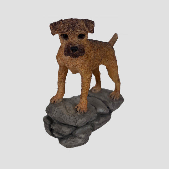 Border Terrier Standing on Rock Border Fine Arts Dog Model