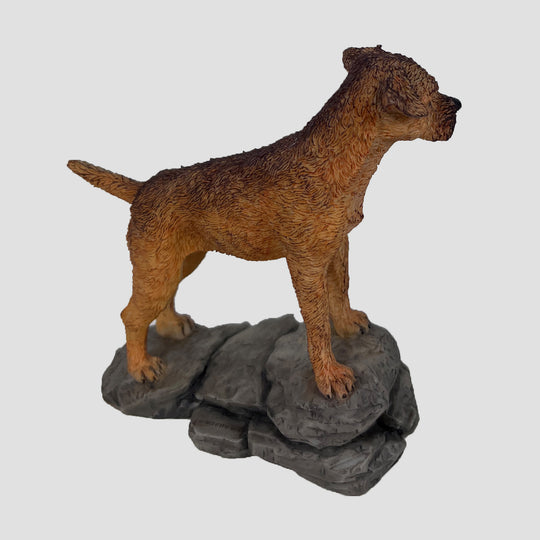 Border Terrier Standing on Rock Border Fine Arts Dog Model