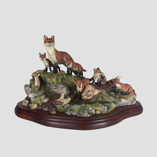 Family Outing Border Fine Arts Foxes