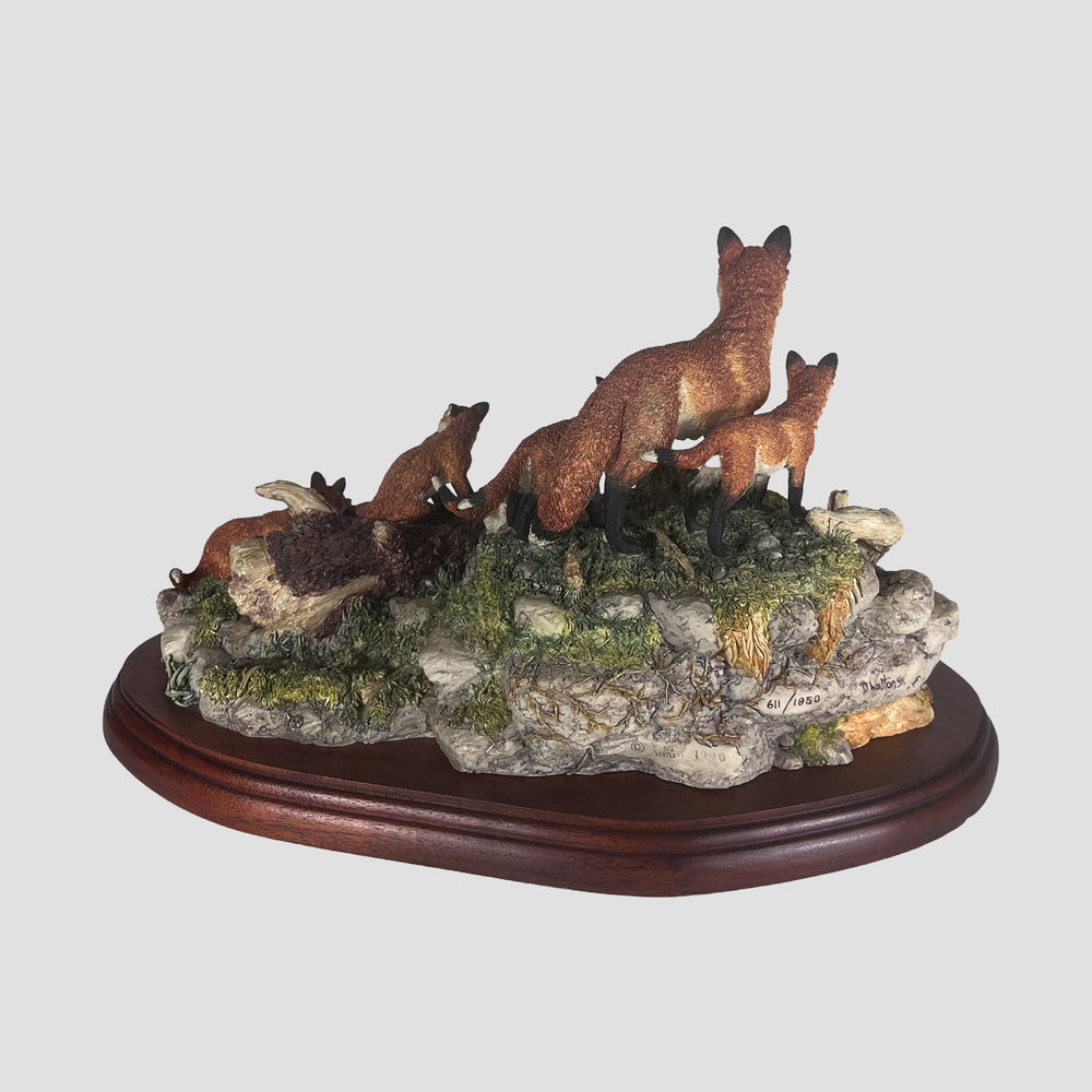 Family Outing Border Fine Arts Foxes