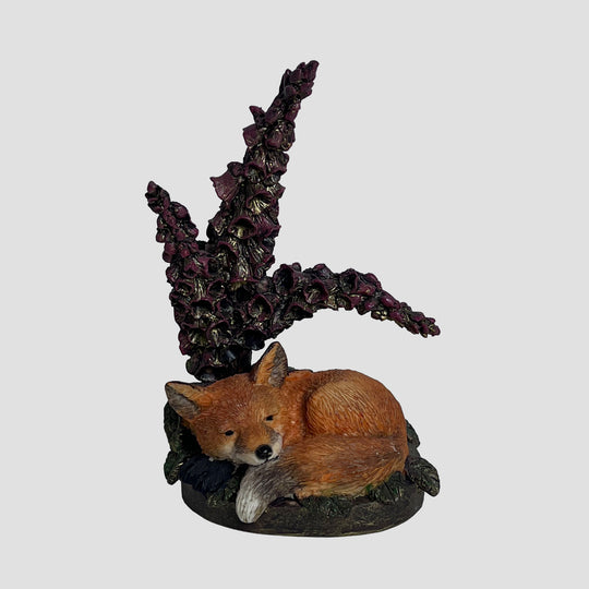 Fox Cub and Fox Glove Border Fine Arts Miniature Fox Model