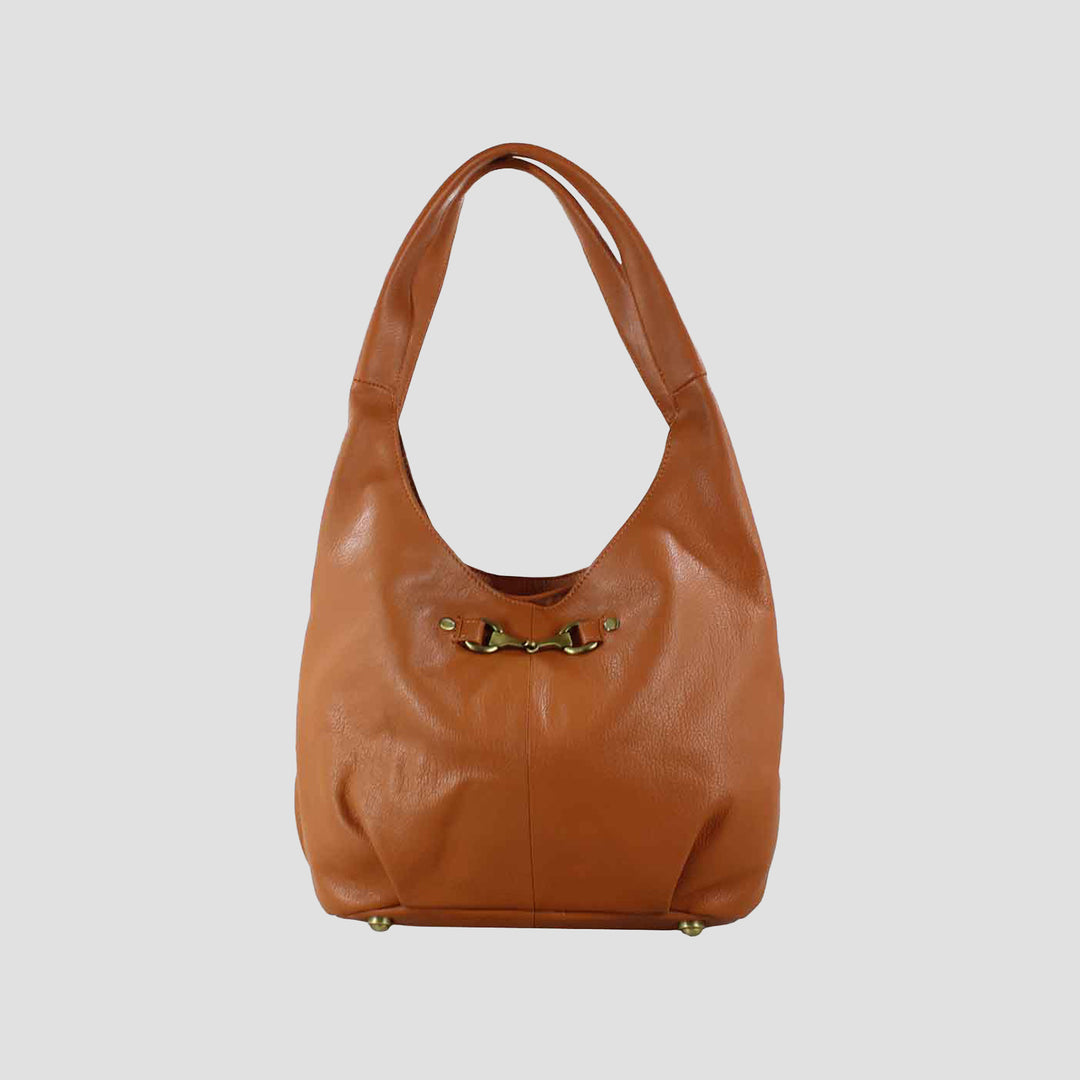 Grace Slouchy Snaffle Handbag in Tan Leather