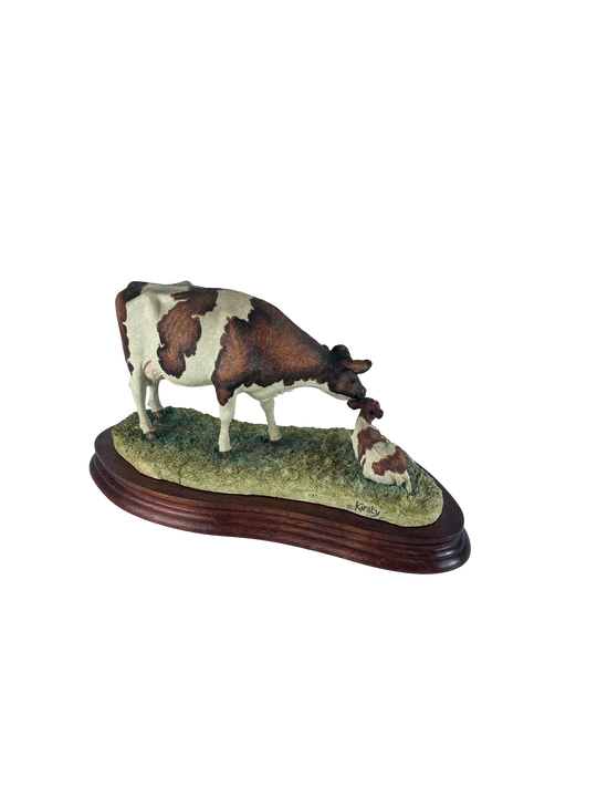 Holstein Cow and Calf Red and White Border Fine Arts