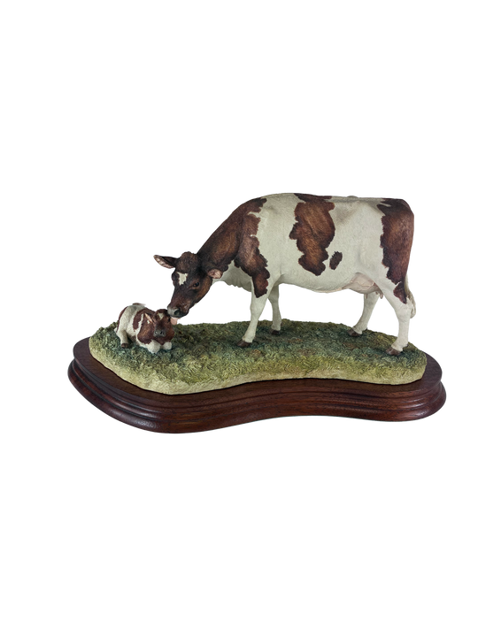 Holstein Cow and Calf Red and White Border Fine Arts