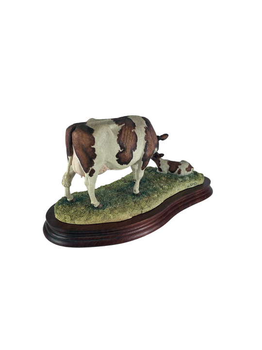 Holstein Cow and Calf Red and White Border Fine Arts