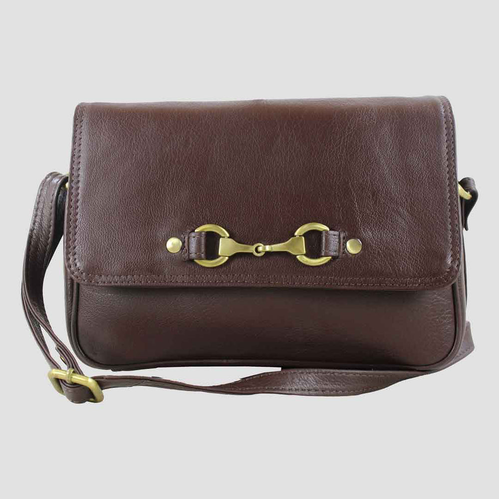 Isla Shoulder Bag with Snaffle in Brown Leather