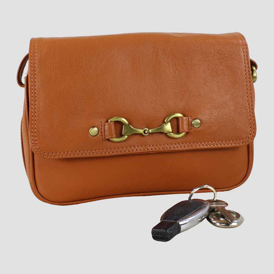 Isla Shoulder Bag with Snaffle in Tan