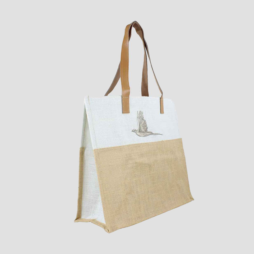 Jute Shopper Bag with a Country Pheasant Design