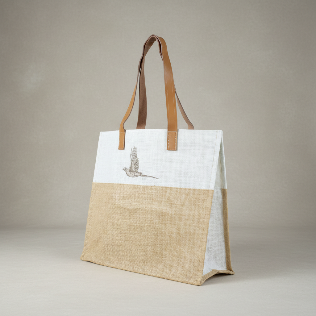 Jute Shopper Bag with a Country Pheasant Design