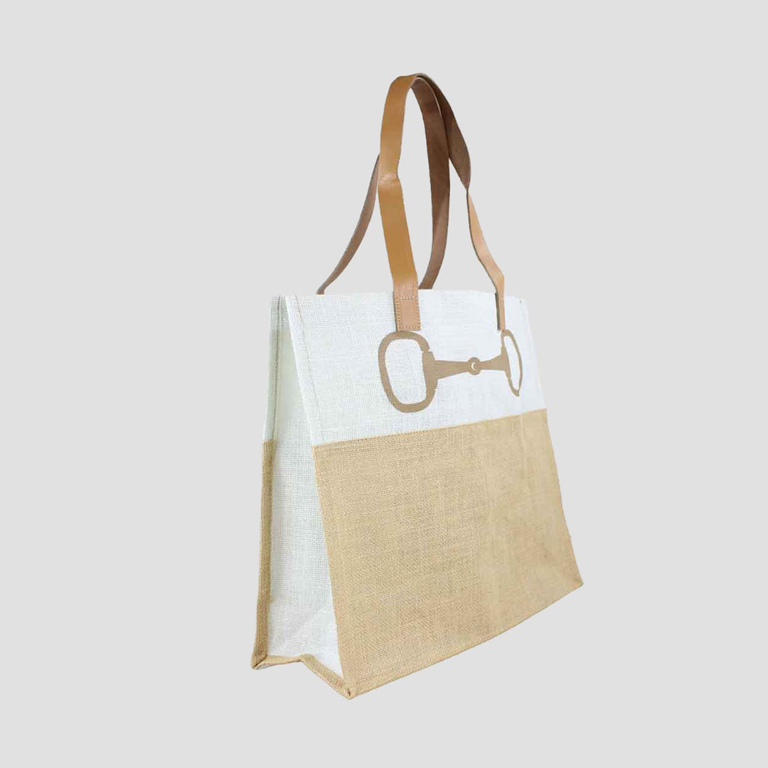 Jute Shopper Bag with Snaffle Horse Bit Design