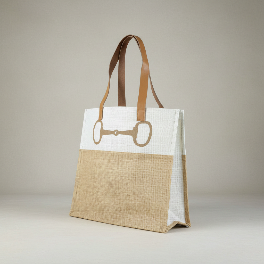 Jute Shopper Bag with Snaffle Horse Bit Design