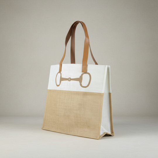 Jute Shopper Bag with Snaffle Horse Bit Design