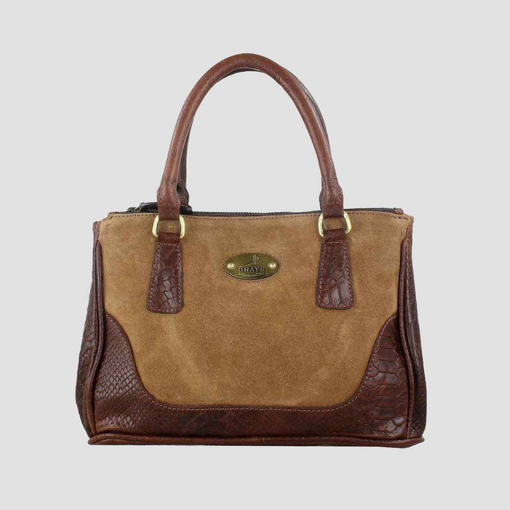 Jodie Handbag in Croc Leather with Suede