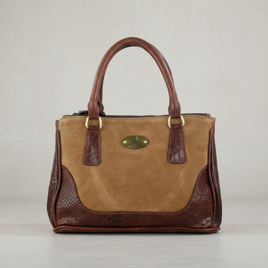 Jodie Handbag in Croc Leather with Suede