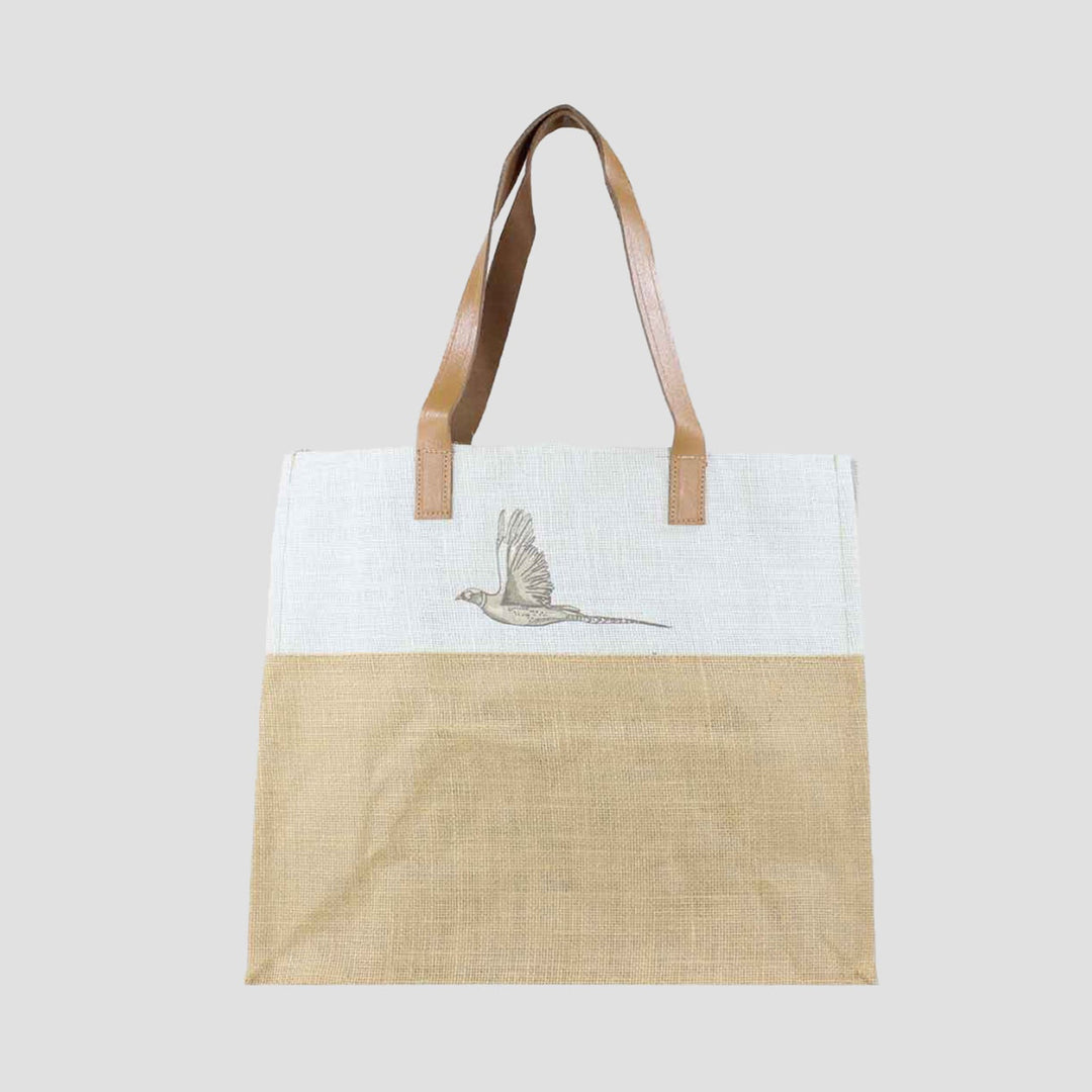 Jute Shopper Bag with a Country Pheasant Design