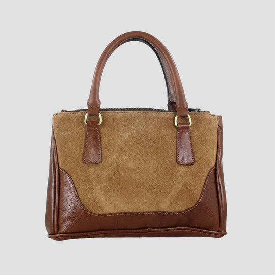 Jodie Handbag in Soft Leather and Suede Tan