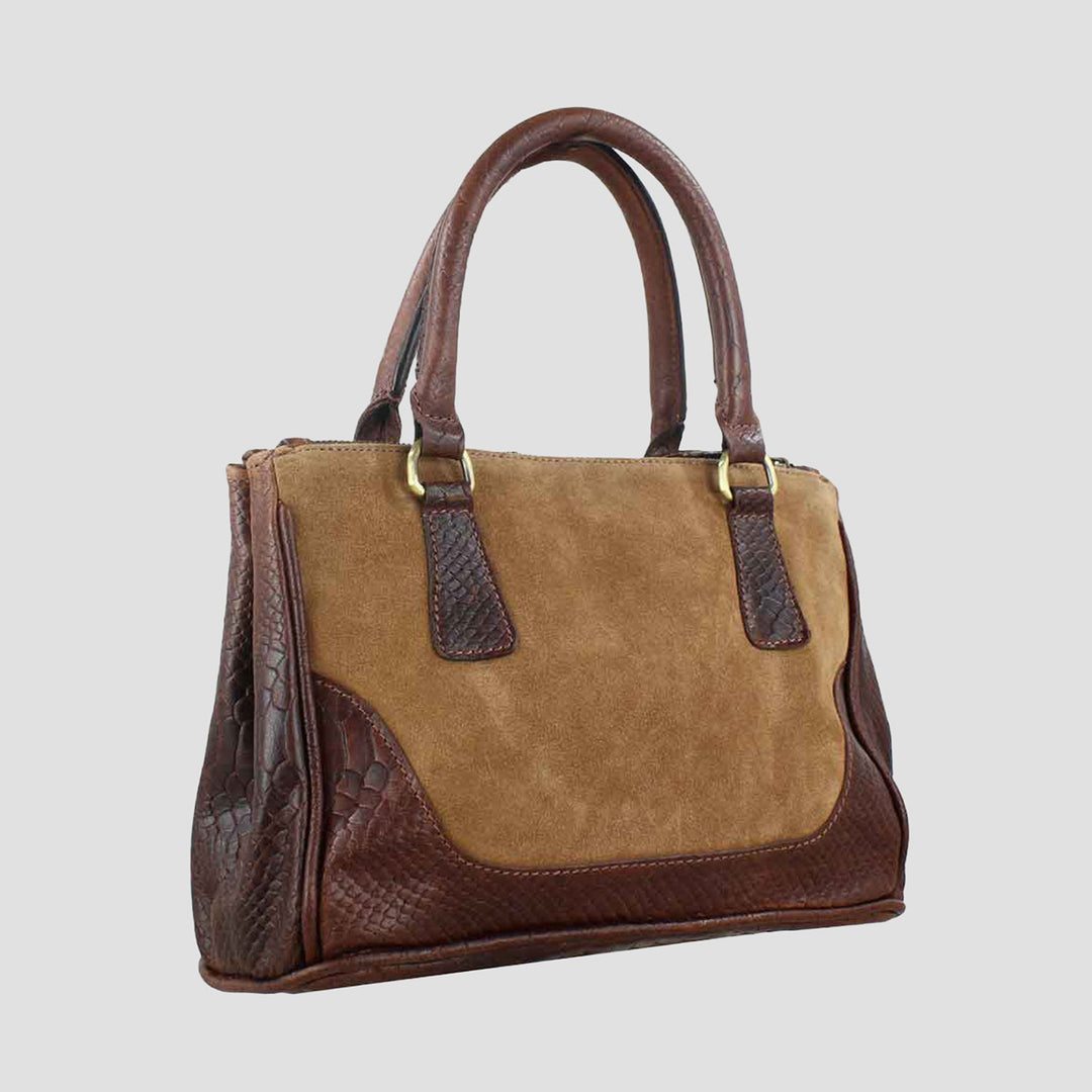 Jodie Handbag in Croc Leather with Suede