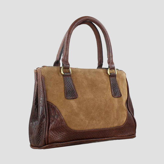 Jodie Handbag in Croc Leather with Suede