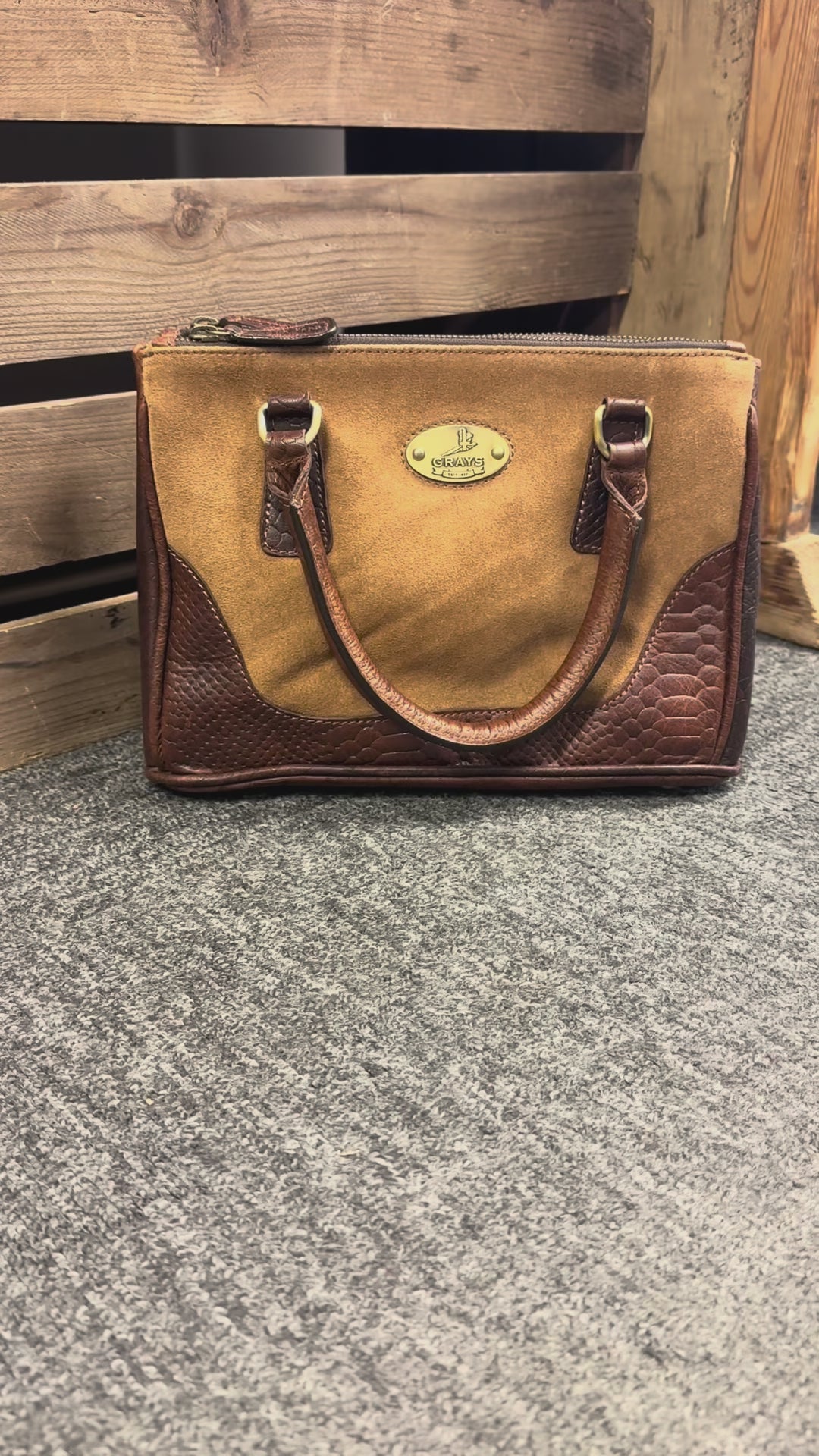 Jodie Handbag in Croc Leather with Suede