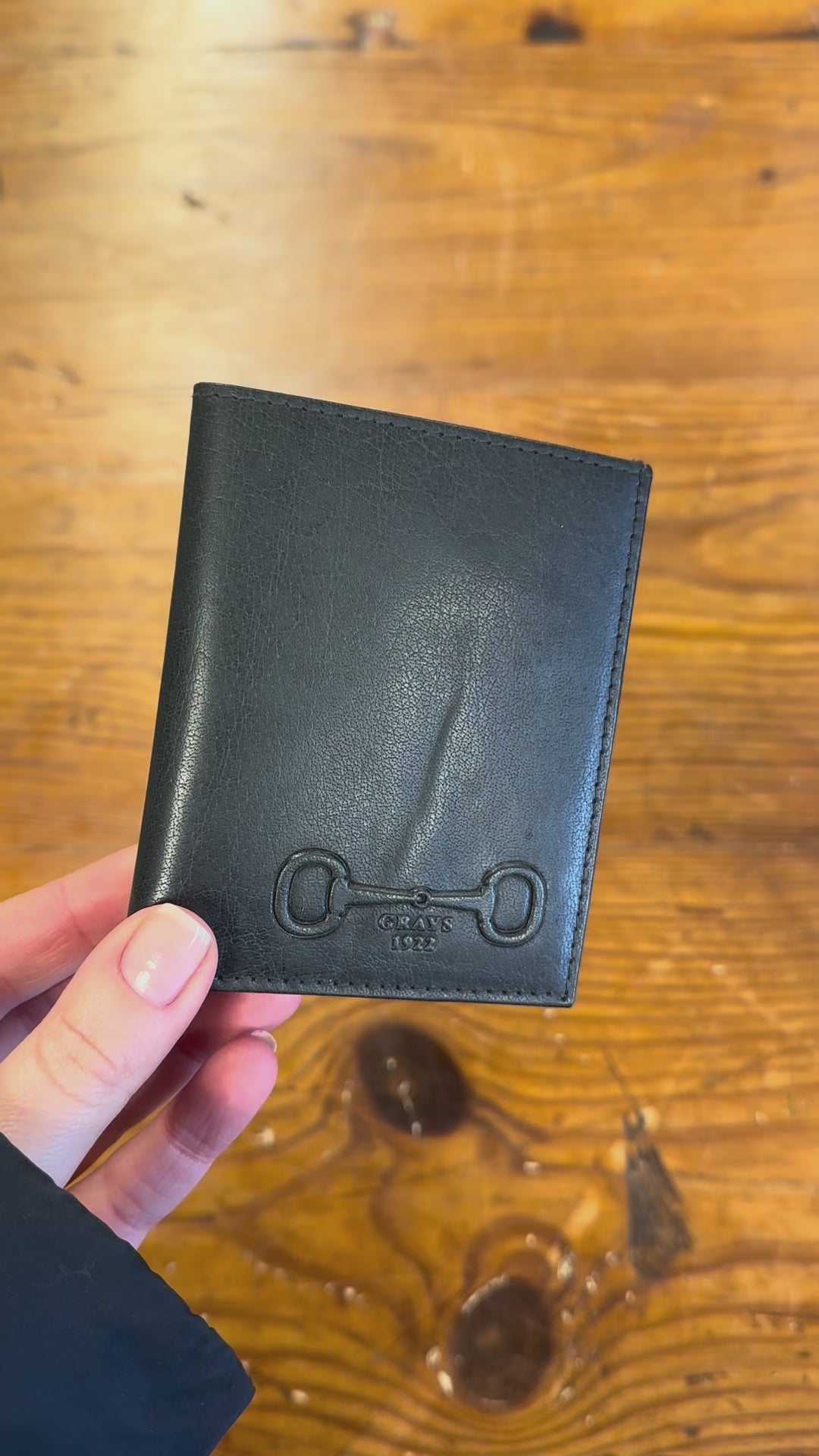 Folding Embossed Leather Card Slip Navy