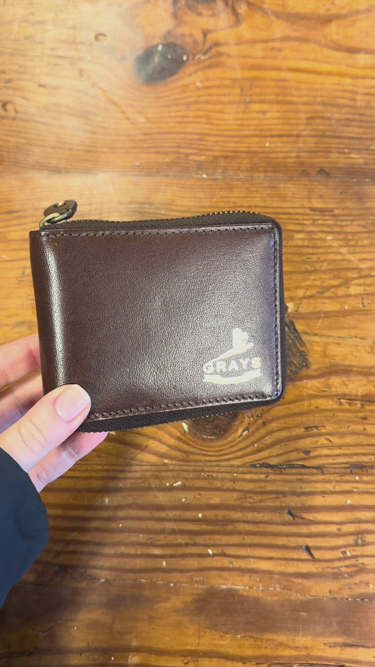 Barrington Leather Round Zip Wallet Tan