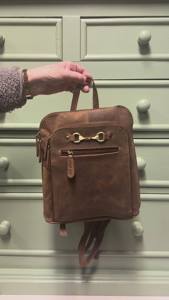 Edith Rucksack with Snaffle in Hunter Leather