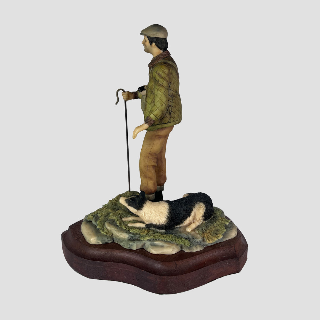 Shepherd And Collie With Lamb Border Fine Arts Farmyard