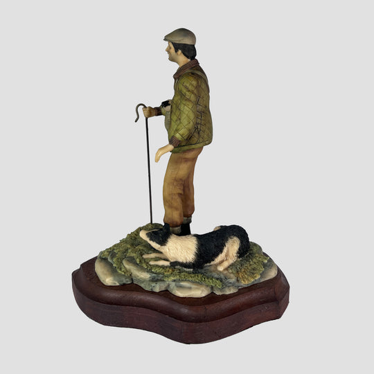 Shepherd And Collie With Lamb Border Fine Arts Farmyard