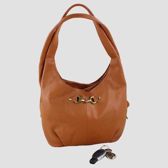Grace Slouchy Snaffle Handbag in Tan