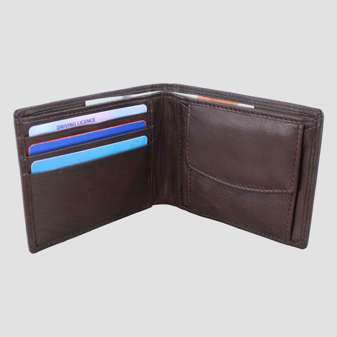 Sunny Leather Wallet With Coin Pocket Brown