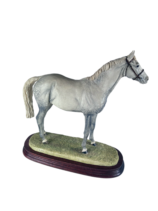 Thoroughbred Stallion Grey Standing Style Two Border Fine Arts Model by Anne Wall