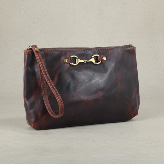 Victoria Snaffle Clutch Bag in Brown
