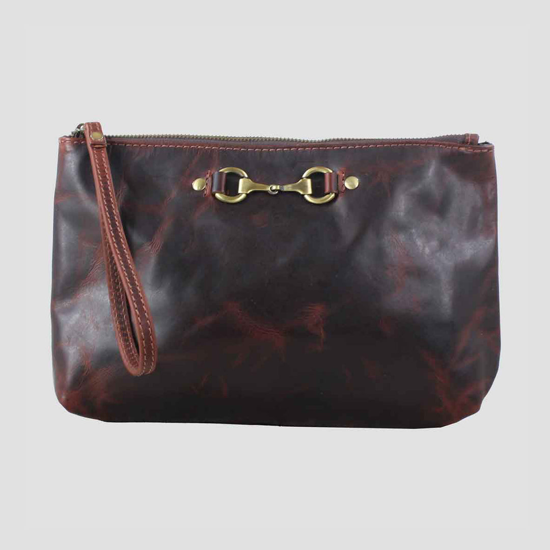 Victoria Snaffle Clutch Bag in Brown