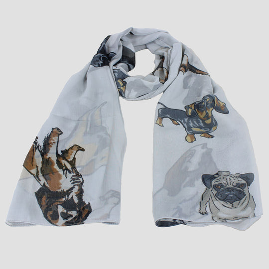 Scarf Dogs Light Grey