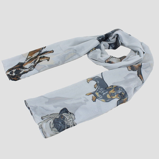 Scarf Dogs Light Grey