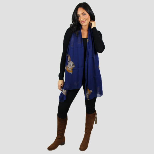 Scarf Hares Blue