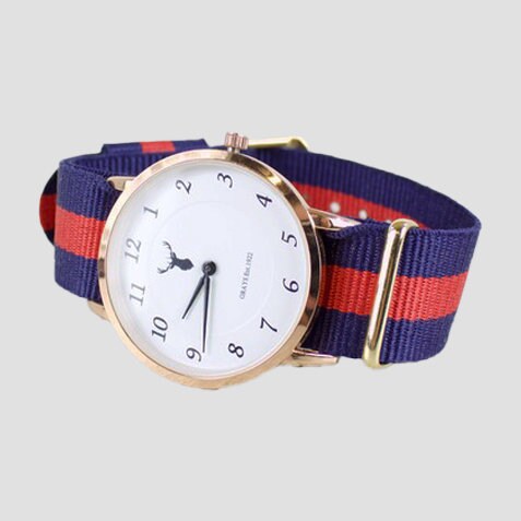 Fabric Red Strap Stag Watch
