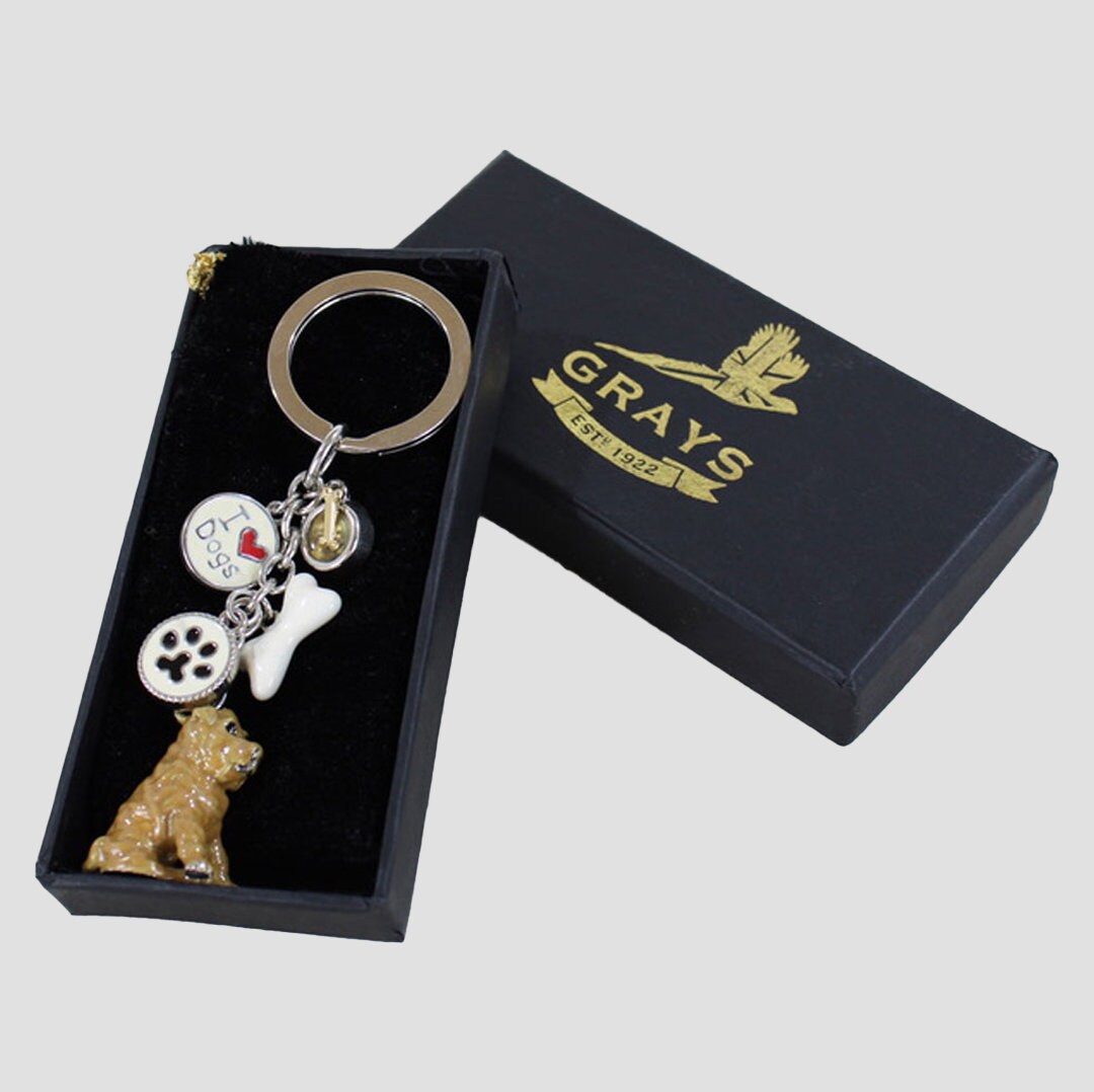 Charm Keyring Toy Dog Brown