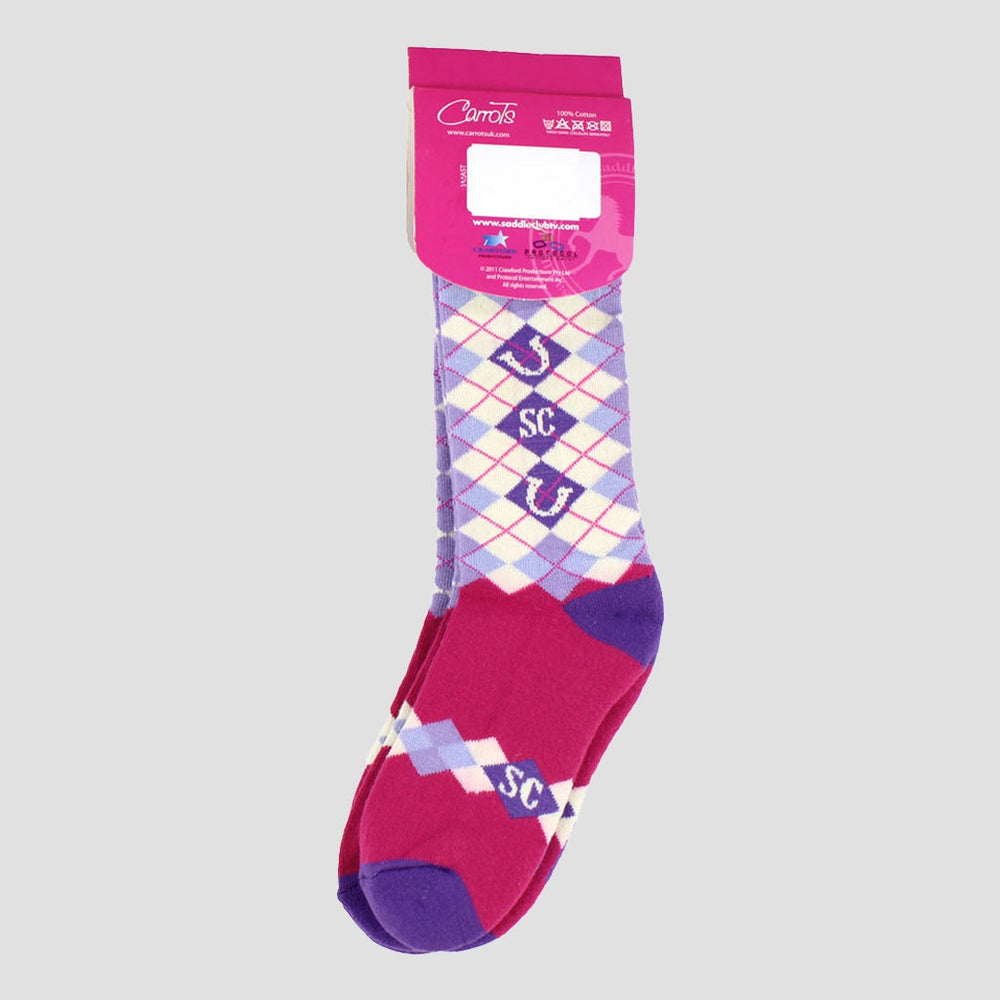 The Saddle Club Twin Pack Argyle Riding Sock Pink And Purple