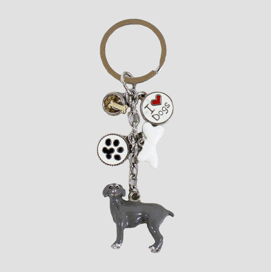 Charm Keyring Standing Dog Grey