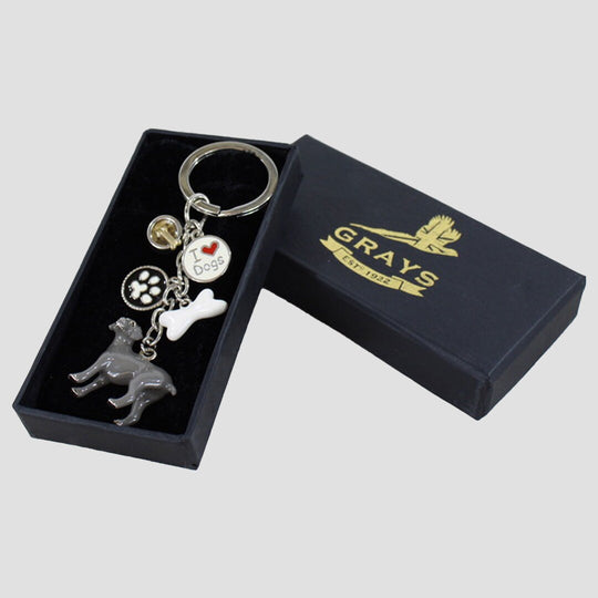 Charm Keyring Standing Dog Grey