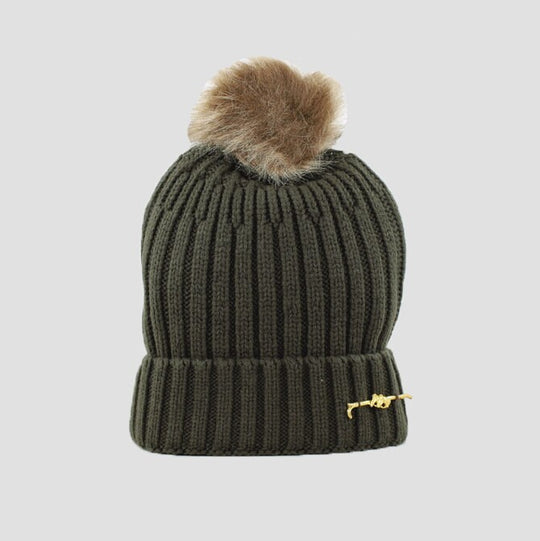 Bobble Hat Gold Horsehead In Green