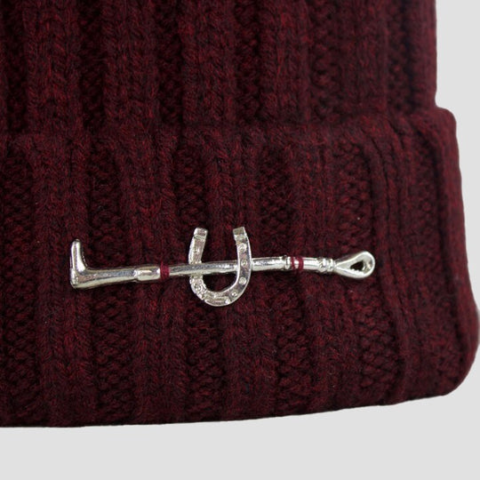 Bobble Hat With Silver Horseshoe Red