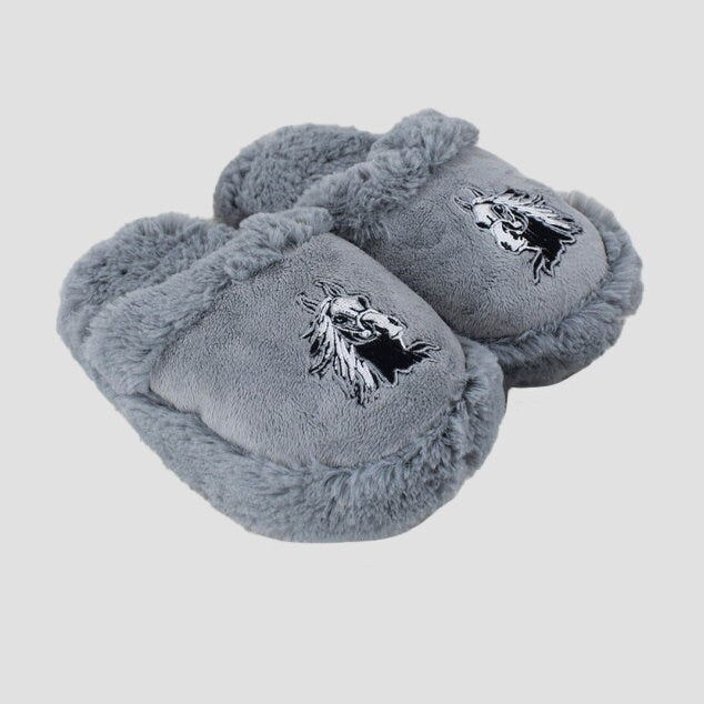 Horse Head Grey Slippers Small