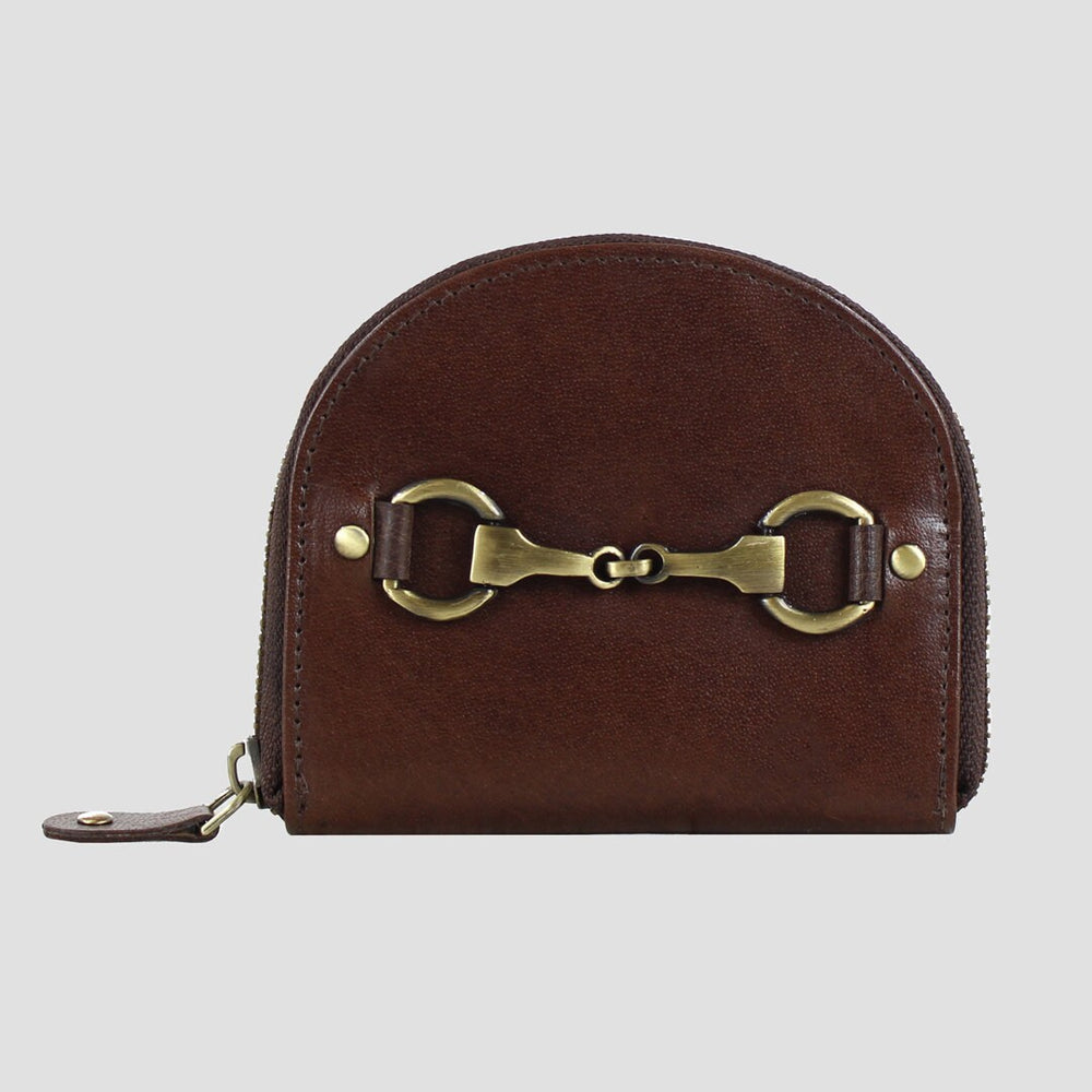 Susan Snaffle Leather Coin Purse Brown