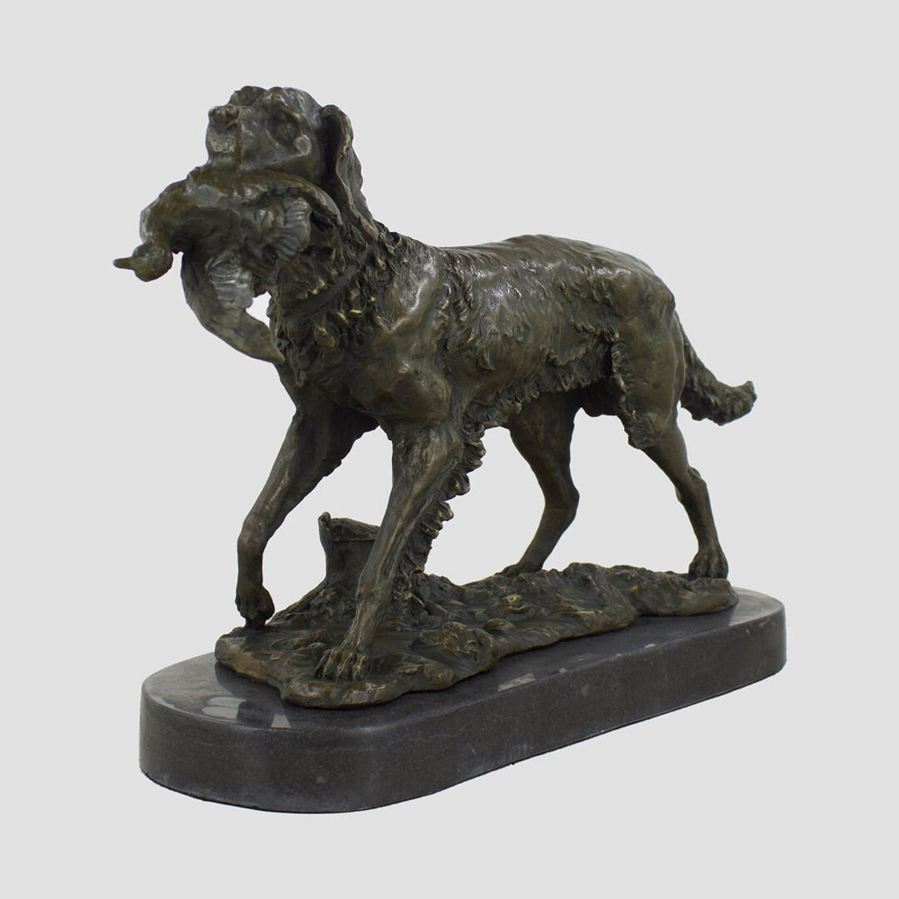 Dog With Pheasant Bronze Model